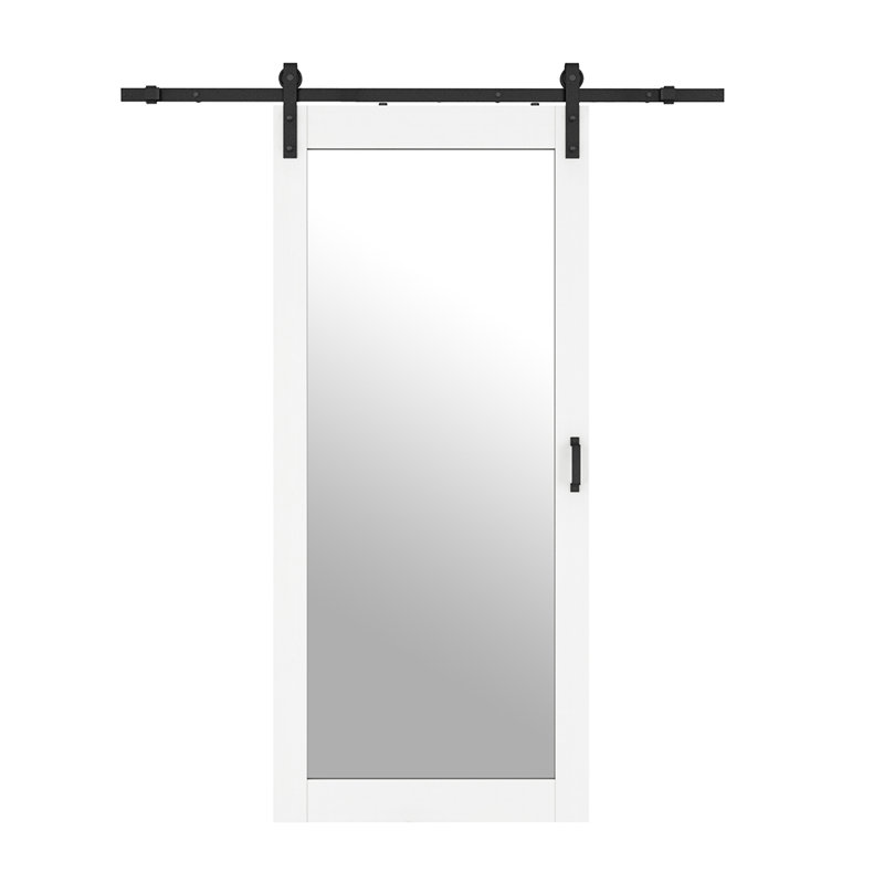 Sliding Mirror Barn Door with Hardware Kit and Door Handle, White