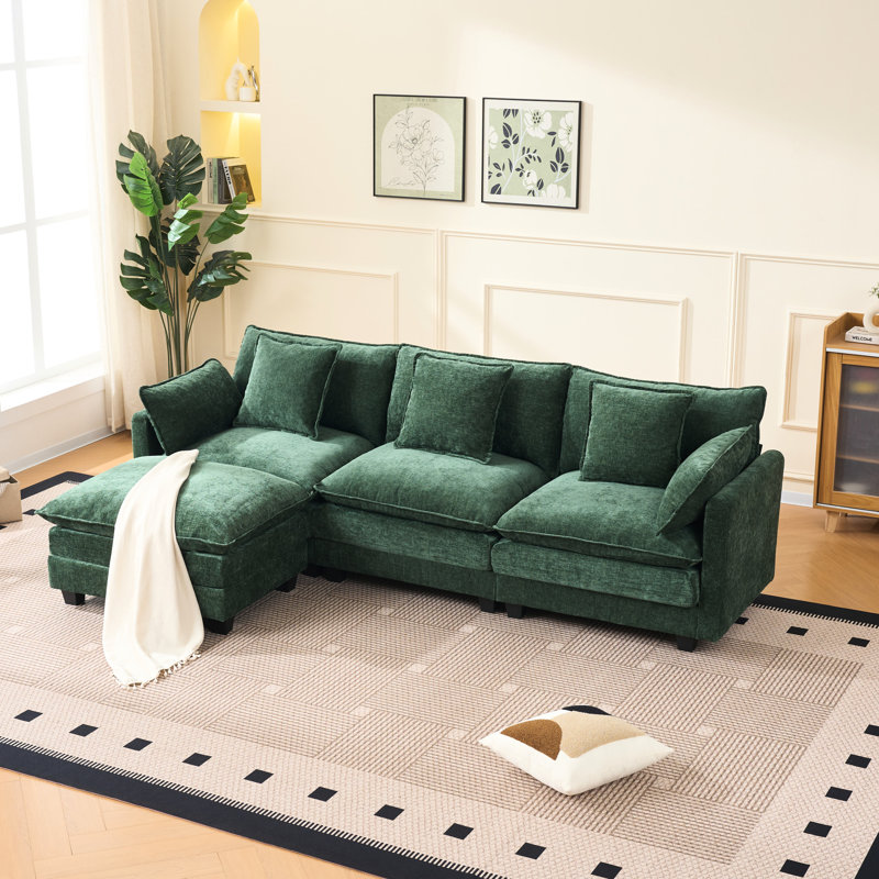 Rétro foncé pour appartement, revêtement en chenille, mobile, module de banc, adaptable au bureau 3 - siège avec rangement revêtu de chenille, conception en L, boulochage