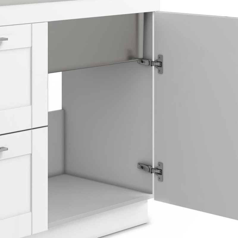 Armoire à lessive moderne 46 po avec robinet et évier en acier inoxydable Modern White Shaker