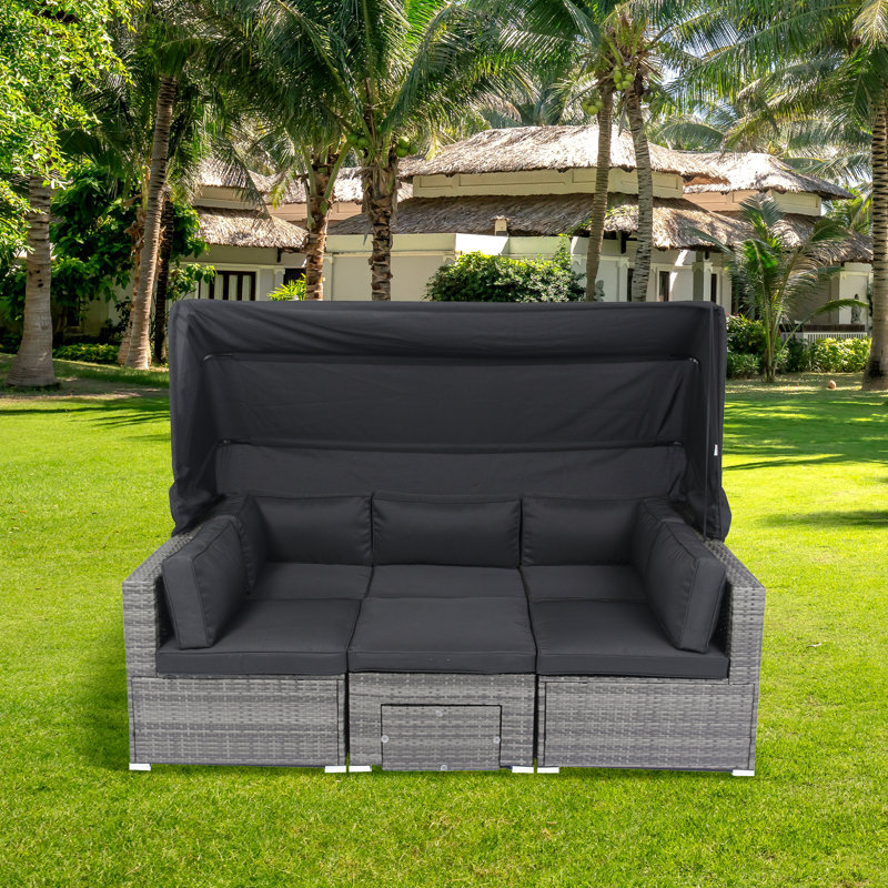 Rasmus 78.7" Wide Outdoor Patio Sectional, Black