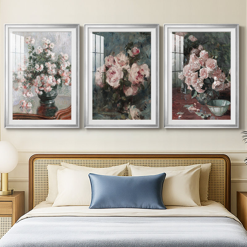 Imprimé floral rétro CCL XXVI - impression encadrée sur mesure de qualité supérieure - 3 pièces