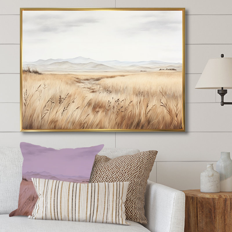 Prairie Peacefulness Meadows I sur toile, Cadre flottant doré, 24" H x 32" W
