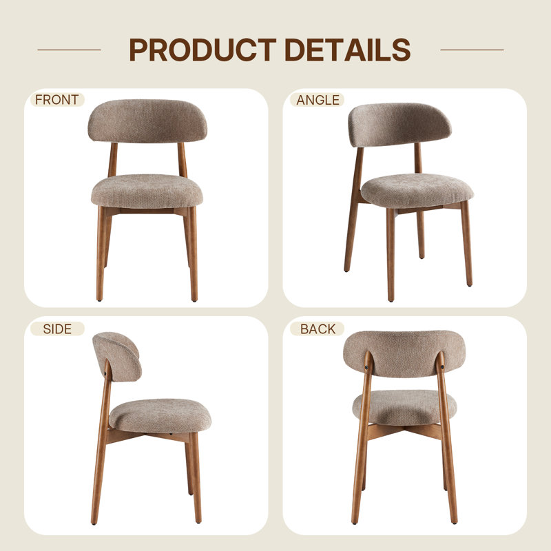 Upholstered Solid Wood Dining Chair Side Chair, Brown