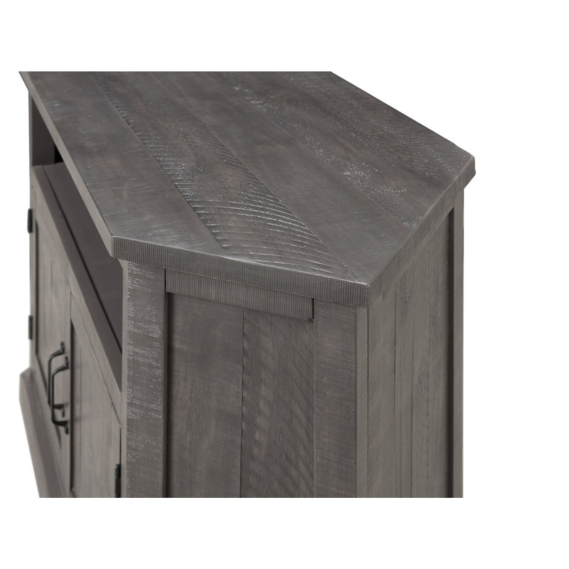 Meuble télé d'angle coin en bois massif 50 po avec rangement Kinsella, Gris