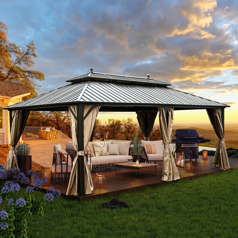 Aluminum Patio Gazebo Permanent Hardtop Gazebos, 20 ft x 12 ft