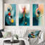 "Géométrie de la sagesse turquoise abstrait II" - 3 pièces-1786407195-1786407199