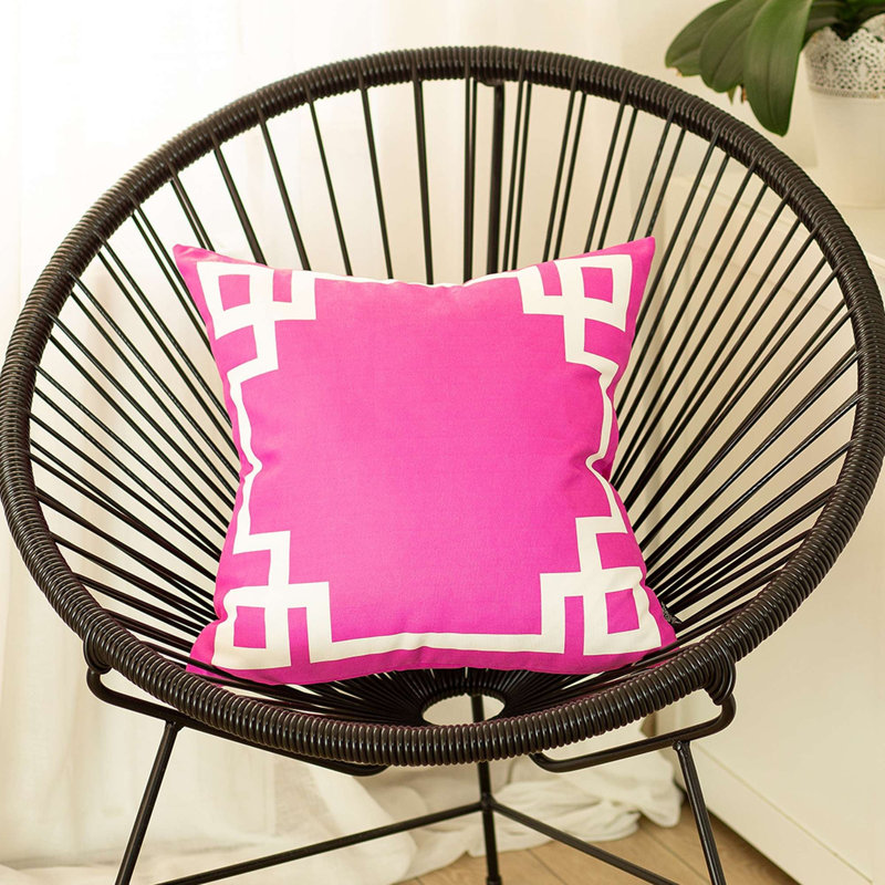Geometric Blue and White Polyester Throw Pillow Cover