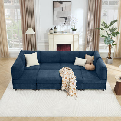 113" 8-Seats Modular Sofa Upholstered Sectional U-Shaped Cloud Couch