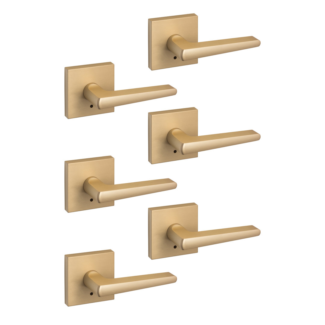 Basel Square Privacy Lever, Reversible Handing (Set of 6) Sure-Loc Hardware 