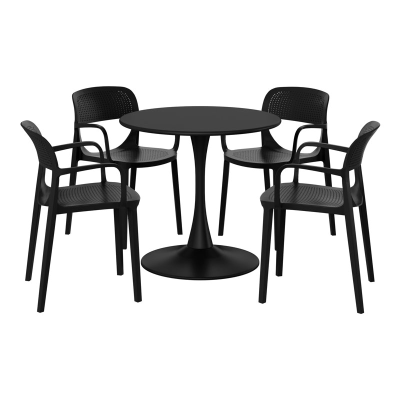 Outdoor Round Dining Set, Black