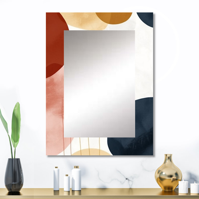 Beige minimal boho motif 4 - miroir décoratif minimaliste, grand miroir mural moderne, impression d'art en métal