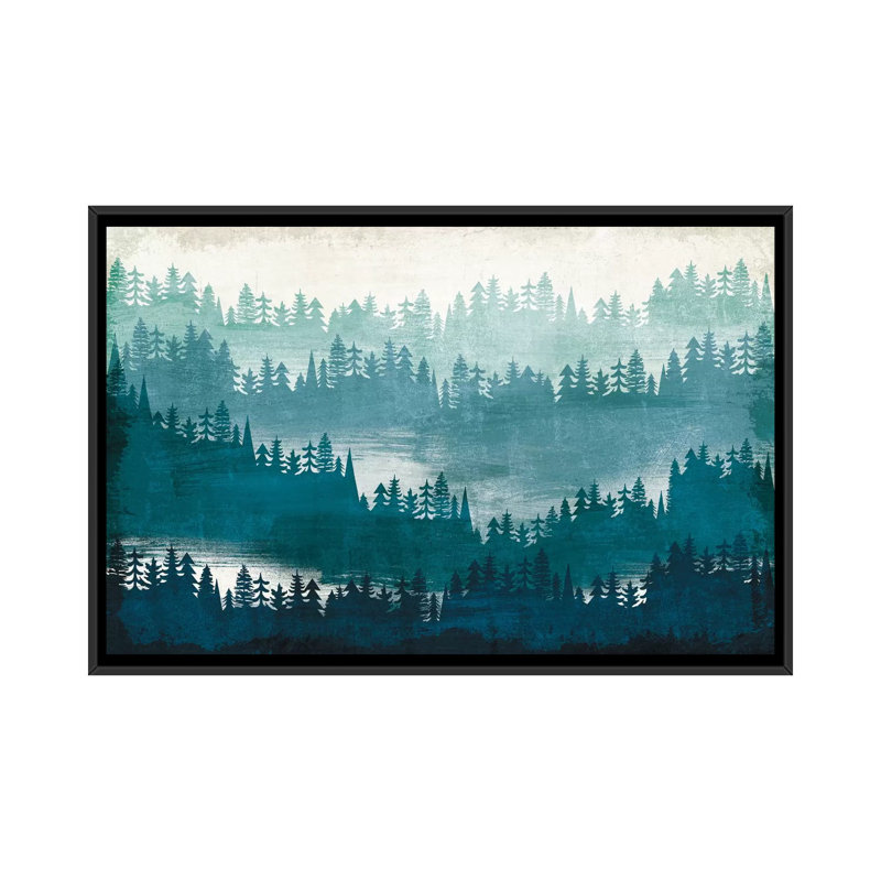 «Mountainscape II», impression sur toile tendue, H 18 po x l 26 po x P 1,5 po, Toile avec cadre noir, Pas de tapis