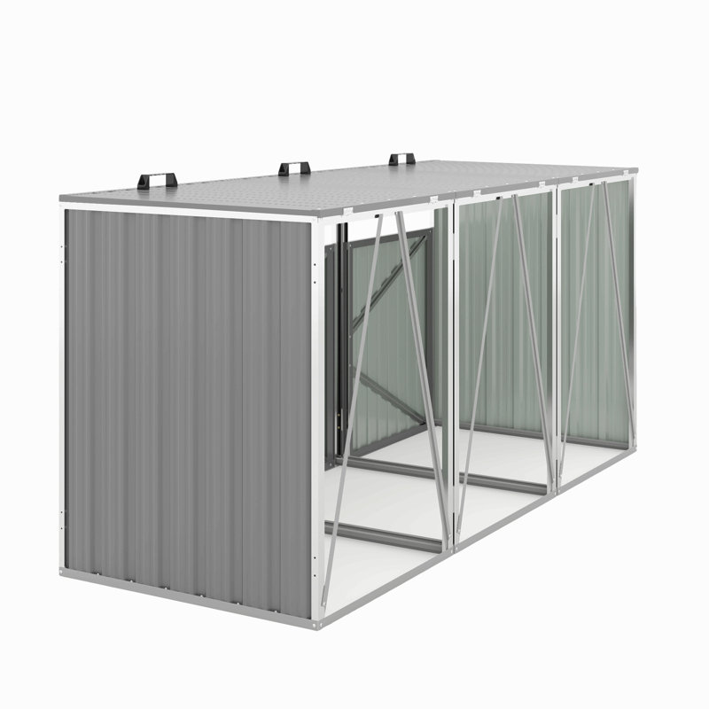 La remise à poubelle permet de ranger 3 poubelles avec une tige de support pneumatique, des portes verrouillables et une chaîne de couvercle imperméable, pour le patio, le jardin, la cour arrière