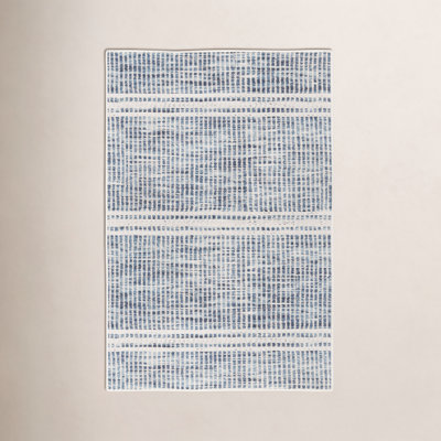 Malta Blue Machine Washable Striped Rug