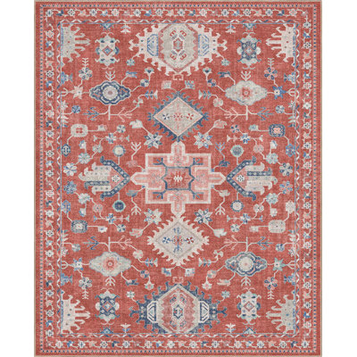 Bungalow Rose Aylena Crimson Medallion Floral Red Area Rug