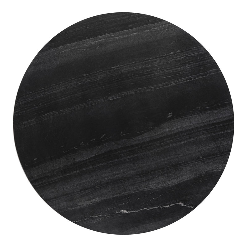 Black Marble and Gold Pedestal Round Dining Table