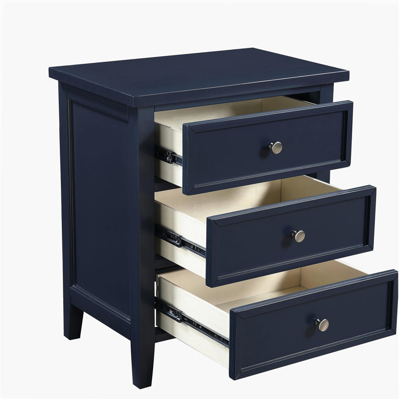 Luca 3-drawer Nightstand, Bleu très foncé
