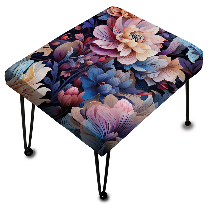 Purple Enchanted Forest Floral Pattern - Floral Rectangle Ottoman