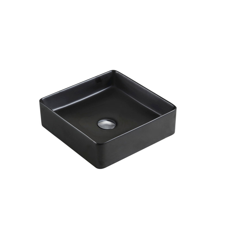 Lavabo de salle de bain carré en céramique pour bateau Agua, Noir mat