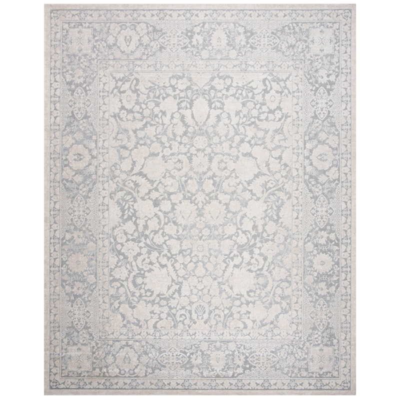 Calidia Floral Light Gray/Cream Area Rug, Rectangle 10' x 14'