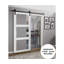 Porte de grange coulissante avec quincaillerie | Lucia 2555 avec verre transparent | Ensemble robuste de cintres 6,6 pi | Portes intérieures Lite Lite-106926480