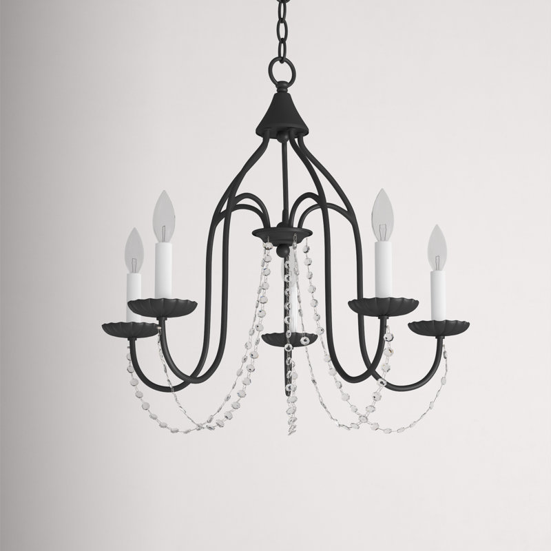 Hauppauge 5 - Light Dimmable Classic / Traditional Chandelier, Black