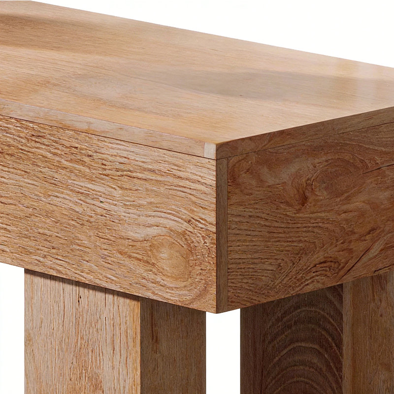 Medieval style solid wood console table, 31.5" H x 62.99" W x 11.8" D, Natural Wood