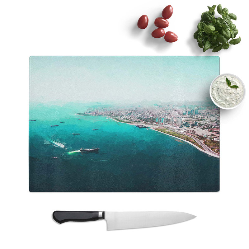 Tempered Glass Birds Eye View of Turkey Chopping Board, 28.5 cm W x 20 cm L