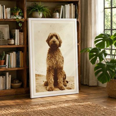 Poodle Portrait Vintage - Wrapped Canvas
