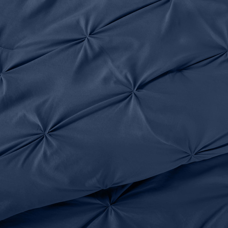 Microfiber Solid Colour Duvet Cover Set with Pillowcases, Super King Duvet Cover + 2 Standard Pillowcases, Navy