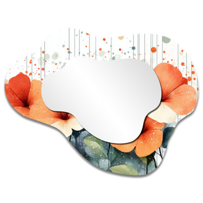Abstract Decorative Wall Mirror – Red Blooming Poppy Gardens in the Spring, Metal Print