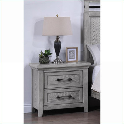 Table de chevet 2 tiroirs gris clair