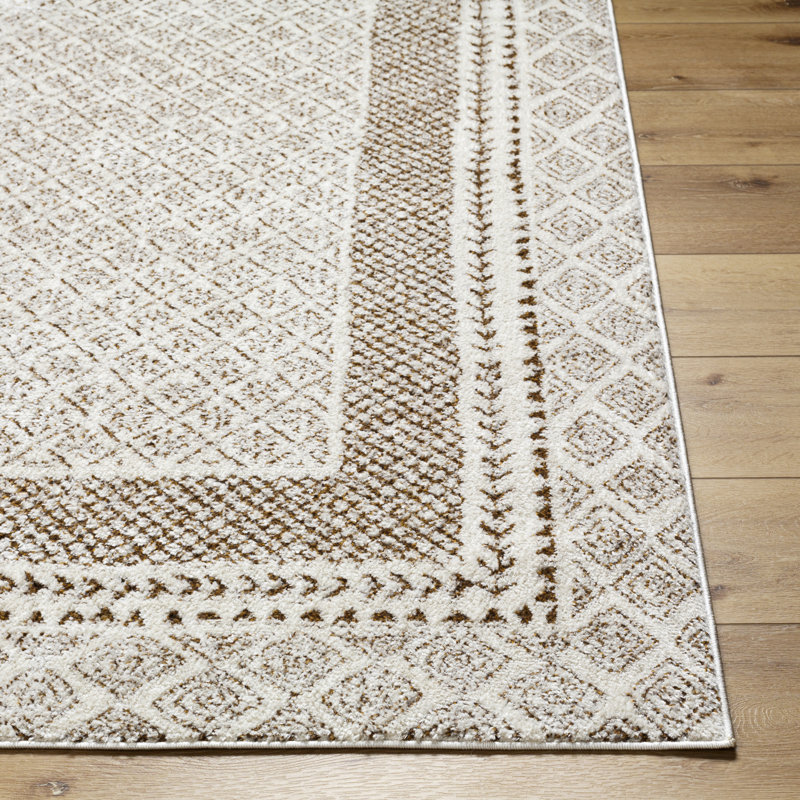 Tapis brun tissé à la machine Calvo, Rectangle 2 pi x 2 pi 11 po