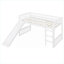 Lit mezzanine en bois massif blanc Crisp avec glissoire et échelle, style minimaliste épuré