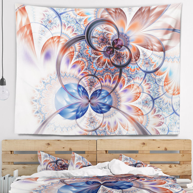 Tapisserie fleur abstraite à fleur symétrique, H 68 po x l 80 po