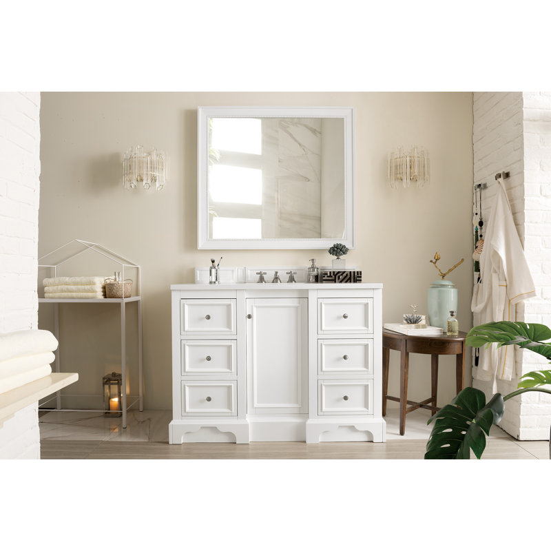 De Soto 48'' W Single Vanity, Bright White, 8" Widespread, Phantome Eclos