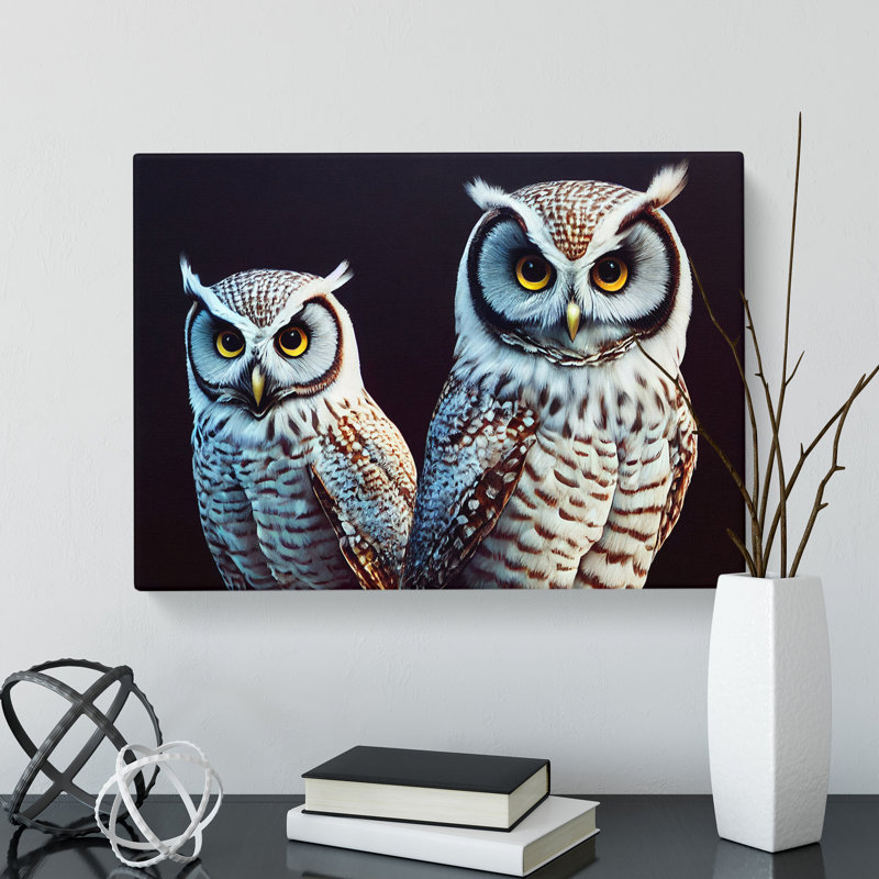 XXX-H1022-WF-6542X Owl Face - Wrapped Canvas Print, 40cm H x 60cm W x 3cm D