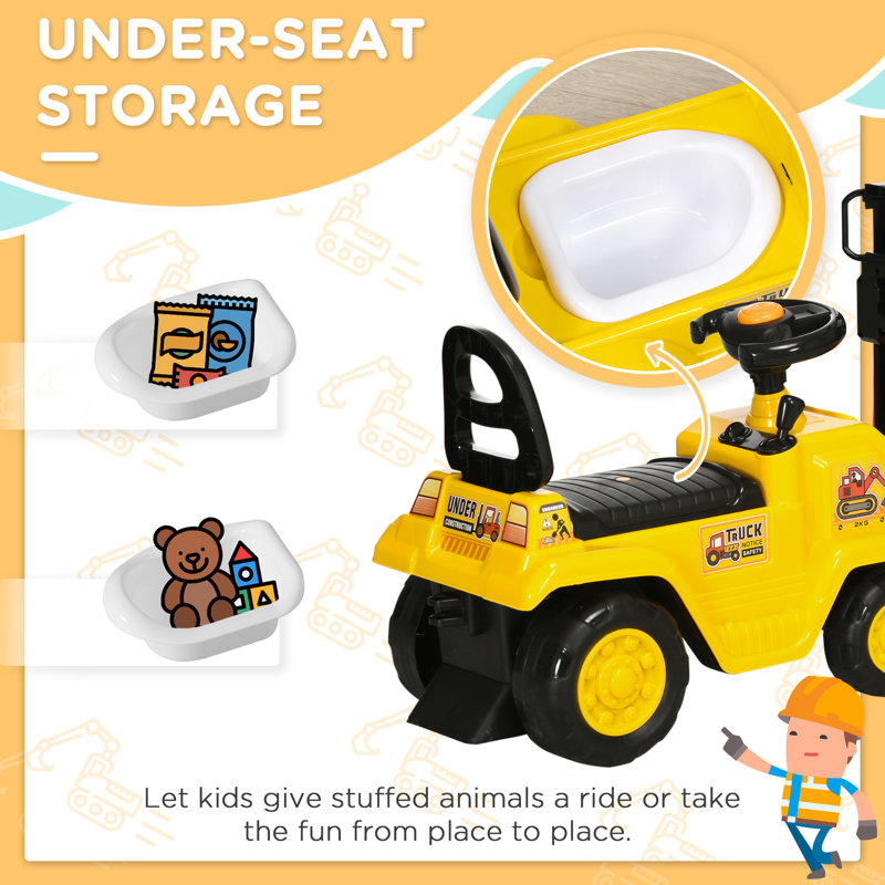 Yellow Forklift Ride-On Construction Toy for Kids
