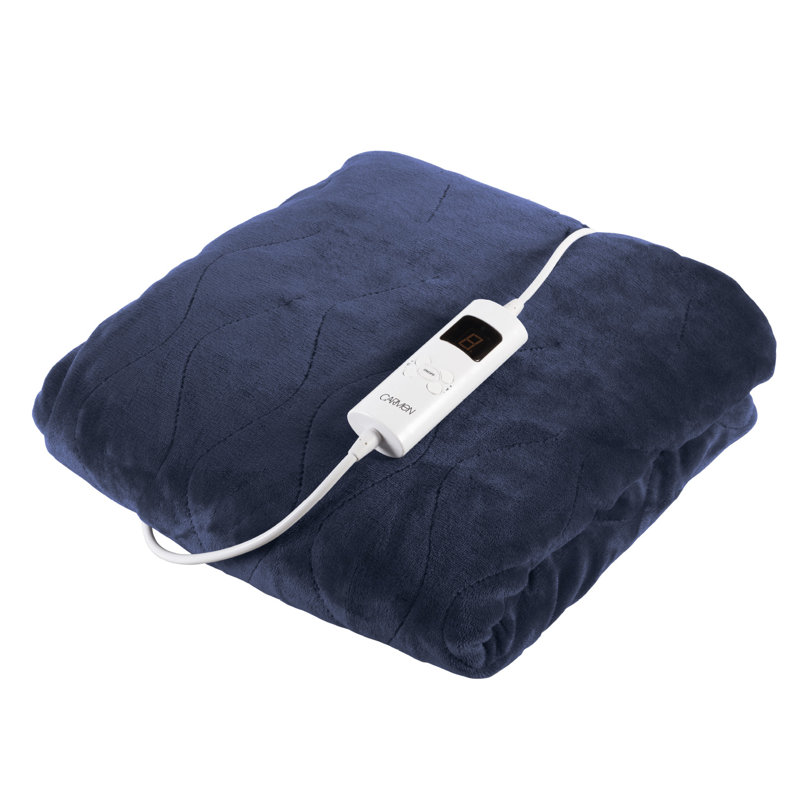 Carmen Comfort Fleece Luxury Electric Heated Throw and Over Blanket with 9 Heat Settings, Adjustable Timer and 230gsm Flannel Fleece Material