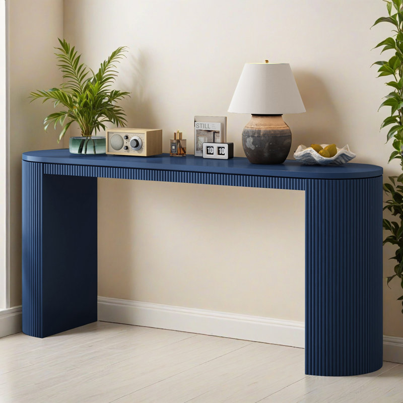 Console incurvée de 59,22 po avec bande verticale unique, idéale pour le salon, le bureau et l'entrée, Marine