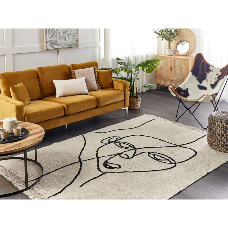 Sandiacre Abstract Cotton Area Rug, Rectangle 140cm x 200cm