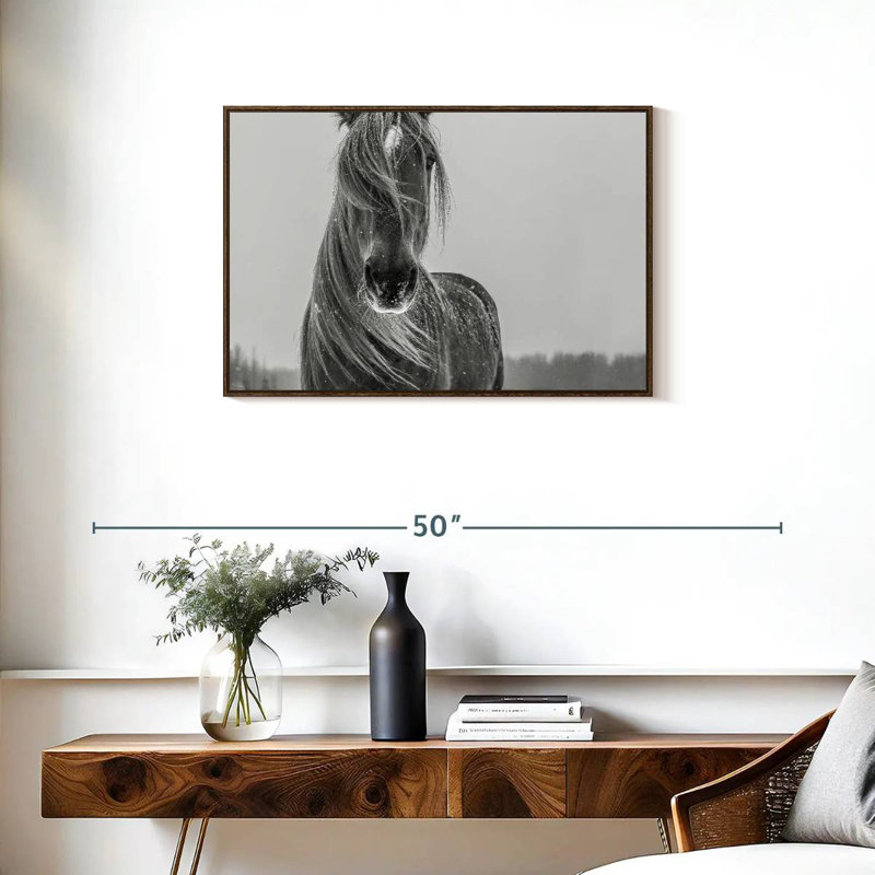 Cheval d'hiver, Cadre flottant noyer, 31 po x 21 po