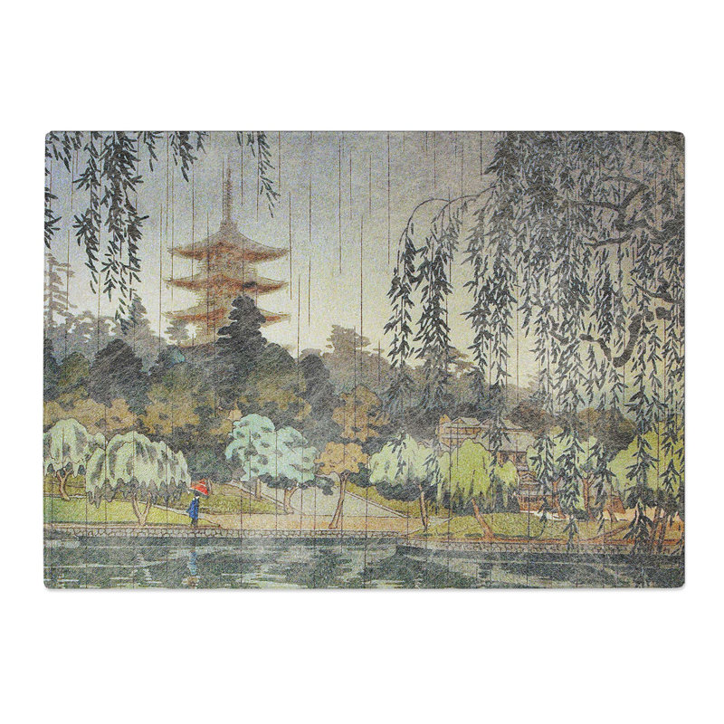 Tempered Glass Rain at Kofukuji Temple by Tsuchiya Koitsu Chopping Board, 39 cm x 28.5 cm
