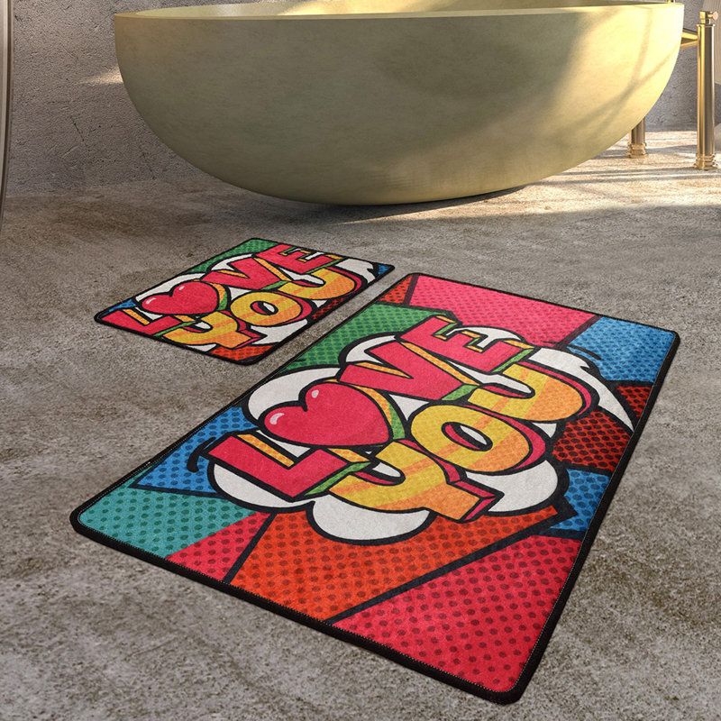 Ensemble de tapis de bain antibactérien (2 pièces), 100% polyester, 19,7 po x 23,6 po et 23,6 po x 39,4 po | Sous-tapis antidérapant, hauteur des poils: 0,4 po | Lavable à la machine, doux et durable, idéal pour la sécurité et le confort de la salle de bain