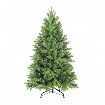 6FT Christmas Tree with 1032 PE PVC Tips Full-Bodied Holiday Tree, Hinged Branches, Easy Assembly, Stable Metal Stand, Classic Green Xmas Decoration