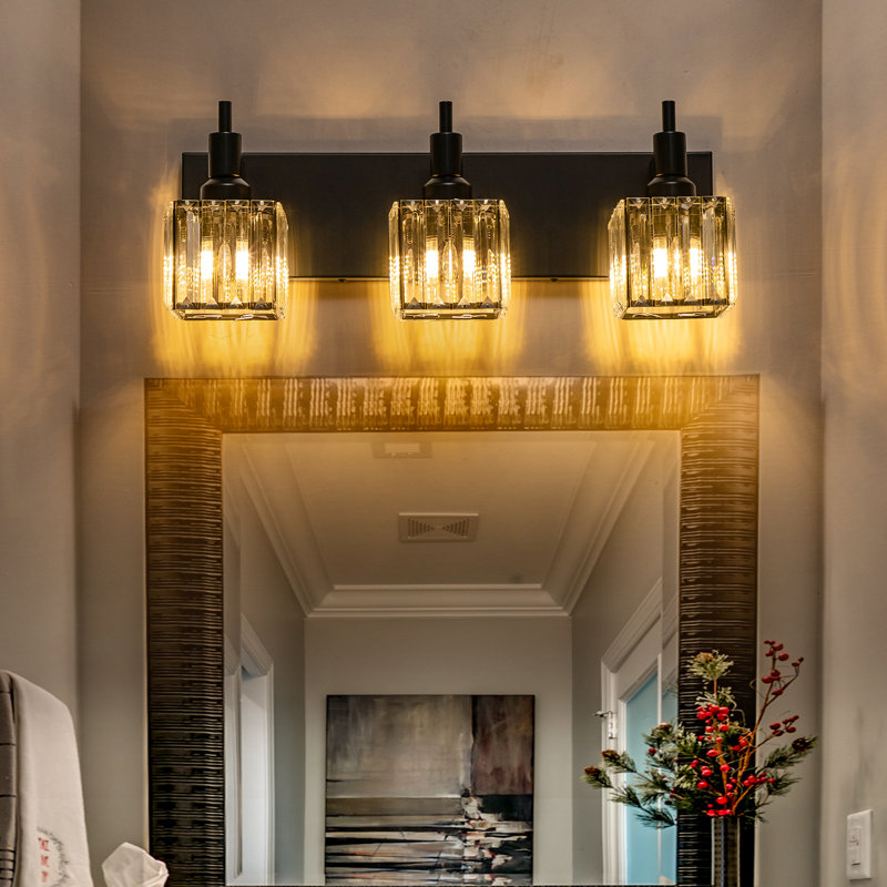 Éclairage pour meuble-lavabo à intensité variable Taevion, 3 lumières, Noir mat