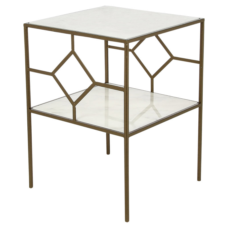 Table de bout avec rangement Birmingham, Marbre de Carrare