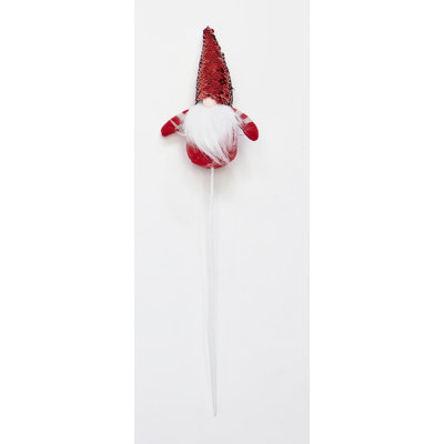 7" Gnome with Red Sequined Hat on 12" Stem