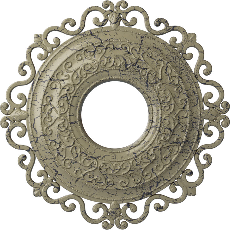 Médaillon de plafond Endurathane Orrington, diamètre extérieur de 22 po x P 6 1/4 po x P 1 3/4 po (convient aux auvents jusqu'à 6 1/4 po), finition craquelée en pierre de château peinte à la main
