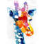 Impression de girafes abstraites colorées sur toile